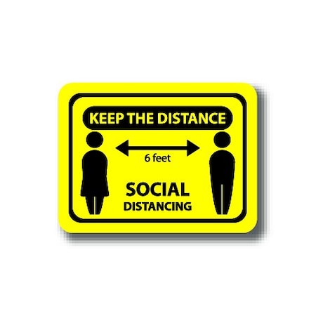 Ergomat 24in x 18in RECTANGLE SIGNS Keep The Distance / Social Distancing DSV-SIGN 432 #2939 -UEN
